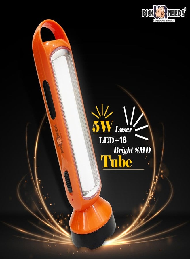 Pick Ur Needs Pick Ur Need Torch Light 2 in 1 Emergency Rechargeable 5W +18 Bright SMD (2 in 1) (Orange) - Image 3